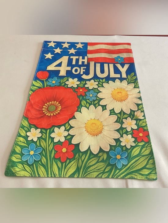 Other - 4th of July Floral Garden Flag - Red, White, Blue, Green